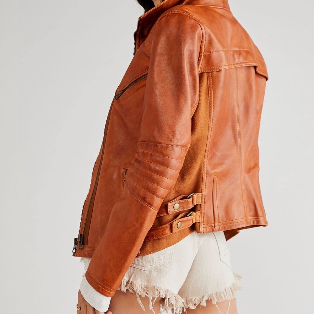 We The Free Women's Cora  Leather Jacket - Sienna - Small